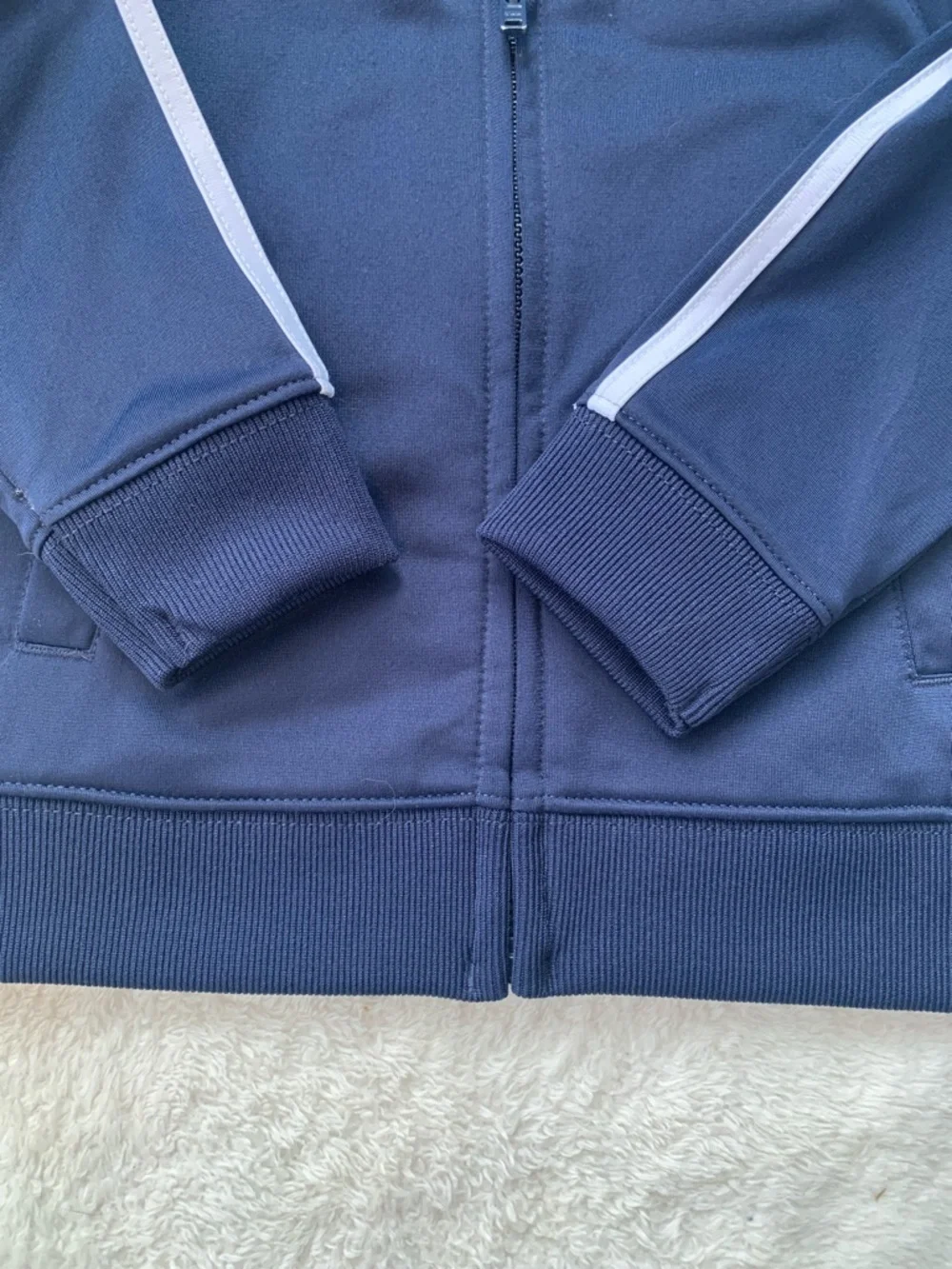 Adidas Navy Blue Jacket 18M Boy Logo on back EUC